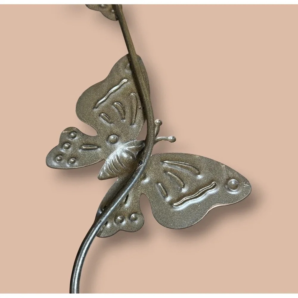 Rustic Brown Metal Butterfly Hooks Set of 3 Garden Plant Birdhouse Hanger 15.5